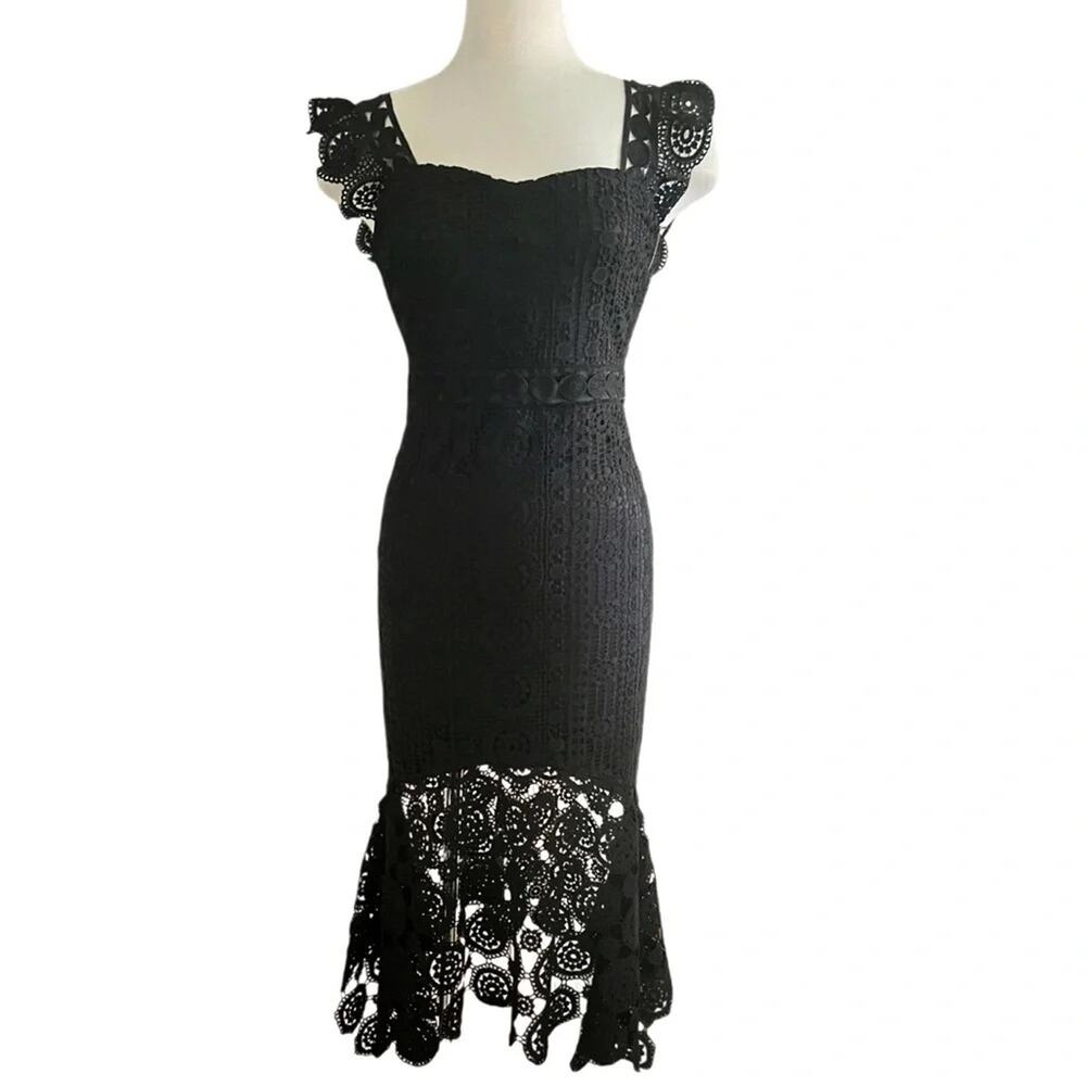 EMPRADA Zara Black Crochet Lace Dress Size M NWT - Picture 3 of 12